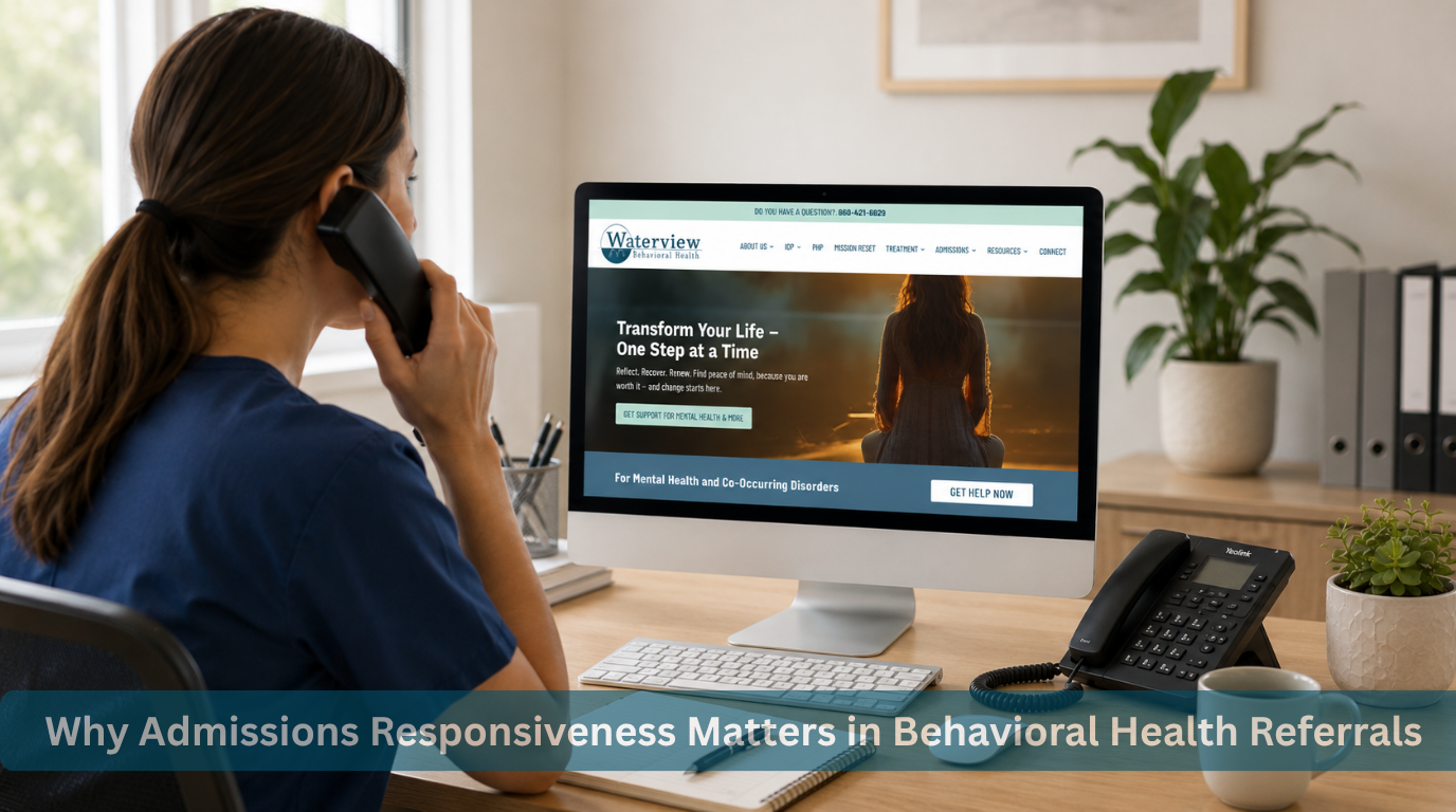 Healthcare professional making behavioral health referral call