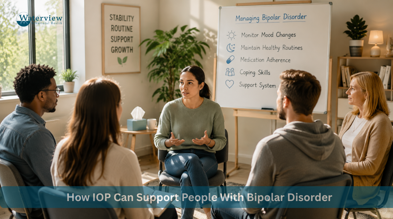 Group therapy session for managing bipolar disorder